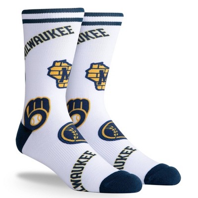 MLB Milwaukee Brewers Mixed Up Crew Socks - L