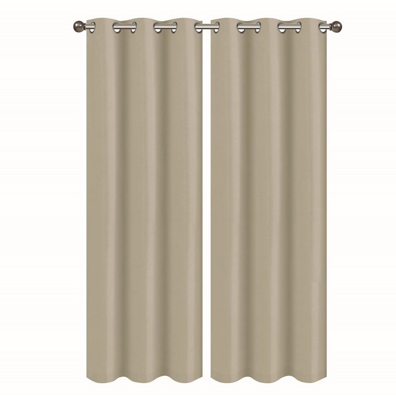Solid Blackout Thermal Grommet Curtain Panels With Foam Backing (Set of 2), 2 of 4