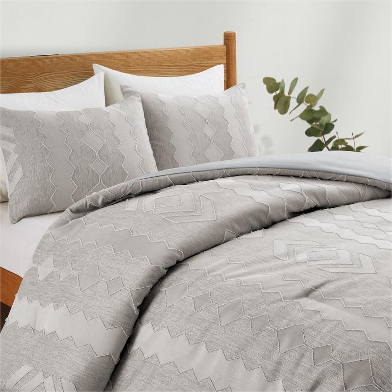 Peace Nest 3 Piece Pintuck Pinch Pleat and Seersucker Bubble Ruffled Chic and Tufted Clipped Comforter Set, 3 of 9
