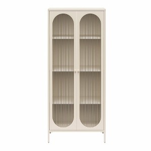 Luna Tall 2 Door Accent Cabinet with Fluted Glass - Mr. Kate - 1 of 4