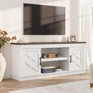 Farmhouse TV Stand for 75/80 Inch TVs, Long Entertainment Center w/ Storage Drawer &OpenShelf, Television Consoles Stands for living room - 1 of 4