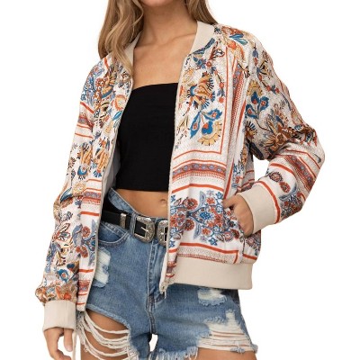 Women's Reversible Satin Paisley Bomber Jacket - Blue B S : Target