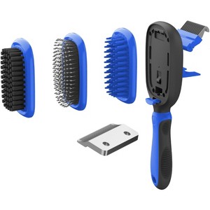 Pet Life Conversion 5-in-1 Dematt Deshed Bristle Pin and Massage Grooming Pet Comb, Blue - 1 of 4