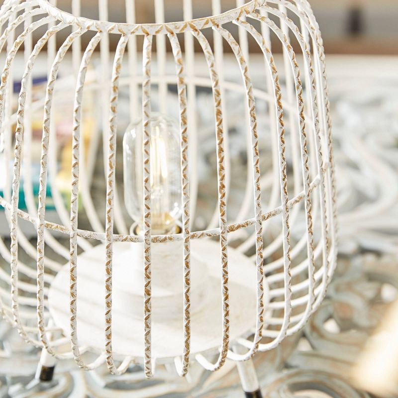12&#34; x 10&#34; Modern Metal Caged Candle Holder with Led Light Bulb Center White - Olivia &#38; May, 3 of 8