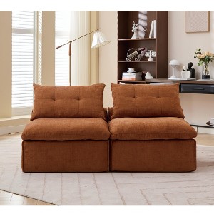 GDFStudio Orvik 66" Modern 2-Seater Chenille Upholstered Sectional Sofa with Neck Pillows and Lumbar Pillows - 1 of 4