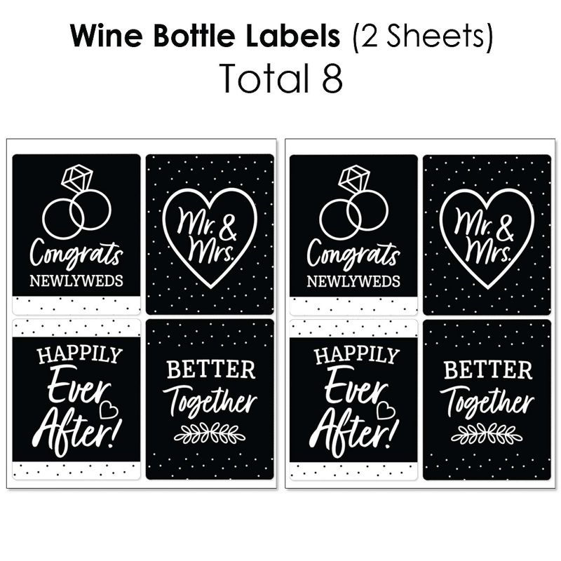 Big Dot of Happiness Mr. and Mrs. - Black and White Wedding or Bridal Shower Decorations - Beverage Bar Kit - 34 Pieces, 5 of 9