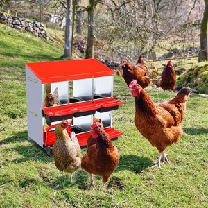 GAOMON Chickens Nesting Boxes with Bracket Legs, Roll Away Hens Nesting Box with Egg Collection, Perch, Lid Cover - 1 of 4