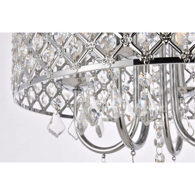 Elegant Elise Chrome 14" Flush Mount with Crystal Shade