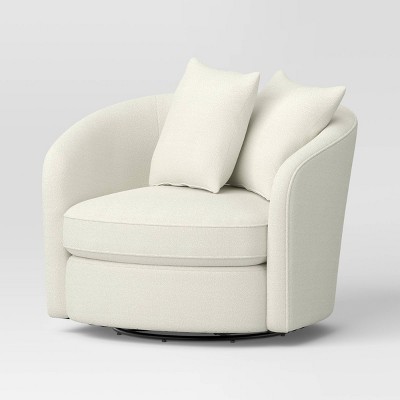 Oversized Upholstered Swivel Accent Chair with Pillows Cream Boucle - Threshold™