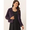 Allegra K Women's Winter Warm Cropped Collarless Faux Fur Fluffy Jacket - 2 of 4