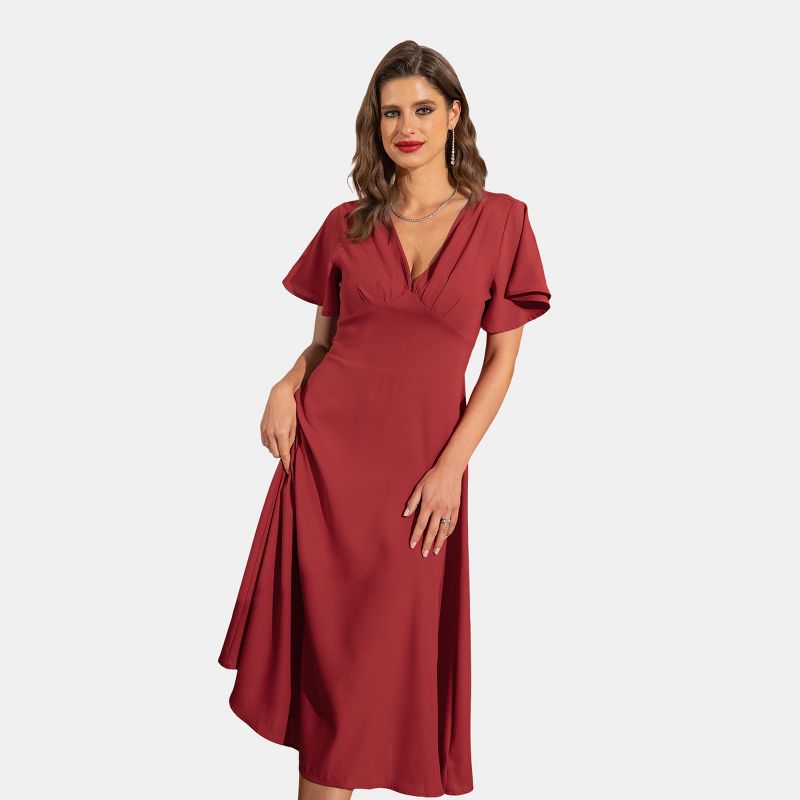 Women's Red V-Neck Maxi Dress - Cupshe, 1 of 7