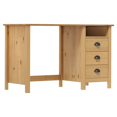 Desk Honey Brown Solid Pine Wood Medium Desk Rectangular