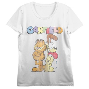 Garfield Vintage-Style Art Women's White Short Sleeve Crew Neck Tee - 1 of 3