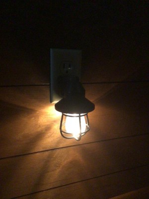 GE Farmhouse LED Night Light Black Cage