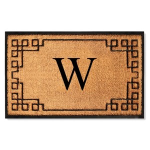 A1HC Bordered Designed Natural Coir & Rubber Monogrammed Doormat, Heavy Duty, Non-Slip Entry Mat - 1 of 4