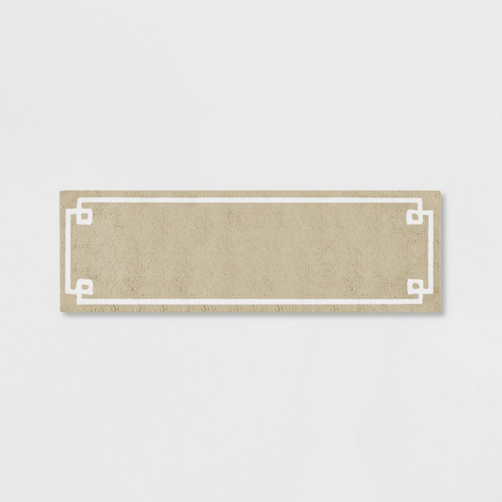 24inx72in Geometric Cotton Tufted Bath Rug Taupe