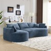 Spassway 125"W L-Shaped Compressed Sectional Sofa with 4 Throw Pillows 3 Back Pillows Modern Chenille Sleeper Sofa - 3 of 4