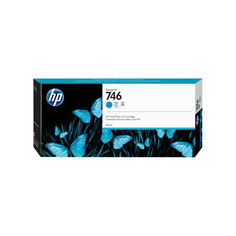 HP Inc. 746 300-ml Cyan DesignJet Ink Cartridge, P2V80A, 2 of 5