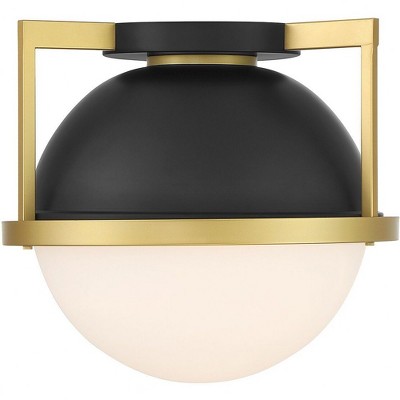 Savoy House Carlysle 1 - Light Flush Mount in  Matte Black/Warm Brass