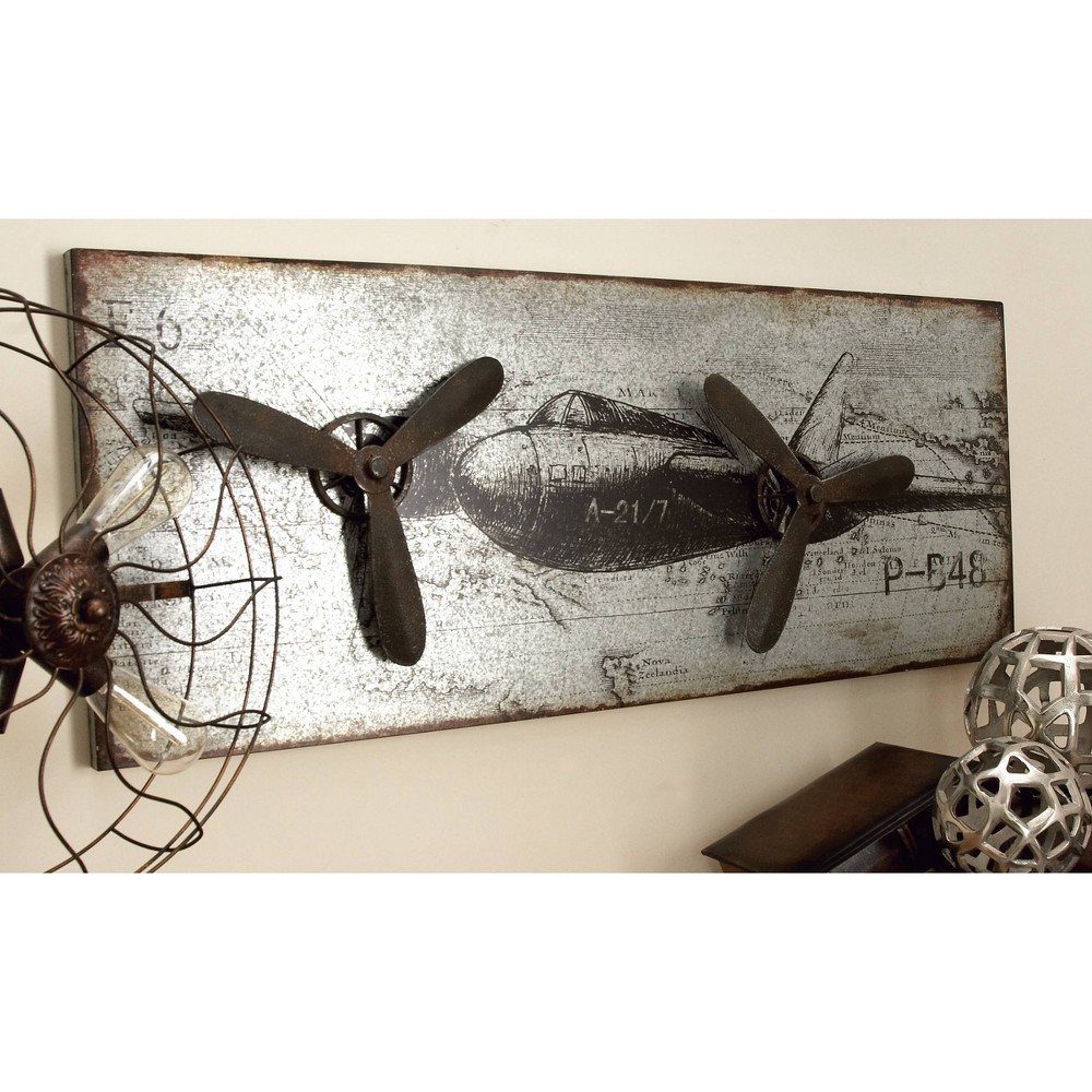 Photos - Wallpaper Metal Airplane Propeller Wall Decor Silver - Olivia & May