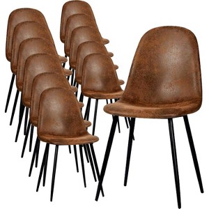 FurnitureR Dining Chairs Comfortable Upholstered Side Seating Armless for Home Kitchen Bedroom Living Room Guest Restaurant Cafe (Brown, Set of 12) - 1 of 4