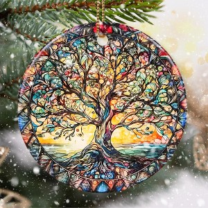 Stained Ceramic Tree of Life Ornament - Christmas Decorations for Office, Room, Home - Holiday Present Ideas - 1 of 4