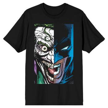 Batman Joker Batman Split Image Men's Black T-shirt