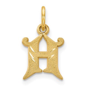 Black Bow Jewelry 14k Yellow Gold, Isabelle Collection, Mini Letter H Initial Charm - 1 of 4