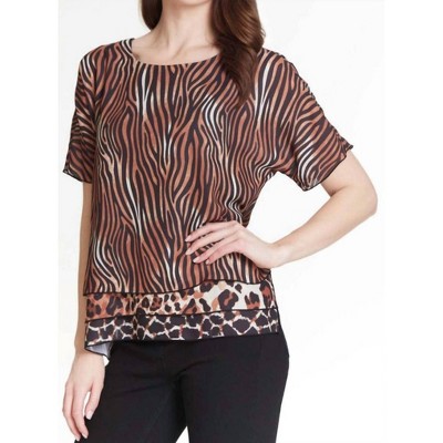 Women's Dolman Short Sleeve Hi-Lo Lined Layered Top - Multiples