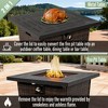 28" Propane Gas Fire Pit Table, 50000 BTU Square Steel Fire Pit with Beautiful Wicker Base for Outside Patio Deck Garden Backyard-Black - 4 of 4
