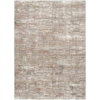Nourison Modern Striped Sustainable Woven Rug with Lines Brown