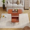 GlasFlength Folding Tables Mobile Extendable Storage Coffee Table with Wheels for Living Room Decor Dining Room, Brown, 47.2"*23.6"*22.8" - 2 of 4