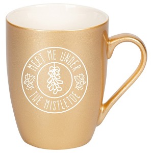 Elanze Designs Meet Me Under The Mistletoe Vegas Gold 10 ounce New Bone China Coffee Cup Mug - 1 of 4