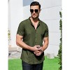 Men's Muscle Dress Shirts Banded Collar Short Sleeve Casual Button Down Shirt - 4 of 4