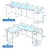 L Shaped Gaming Desk,68" Computer Desk with Power Outlets & LED Lights, Corner Desk with Monitor Shelf and Hook, Two Person Desk - 3 of 4