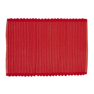 Red and Gold Ribbed Cotton Placemats Set of 4