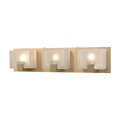 Satin Brass 3-Light Vanity with Frosted Glass Shades