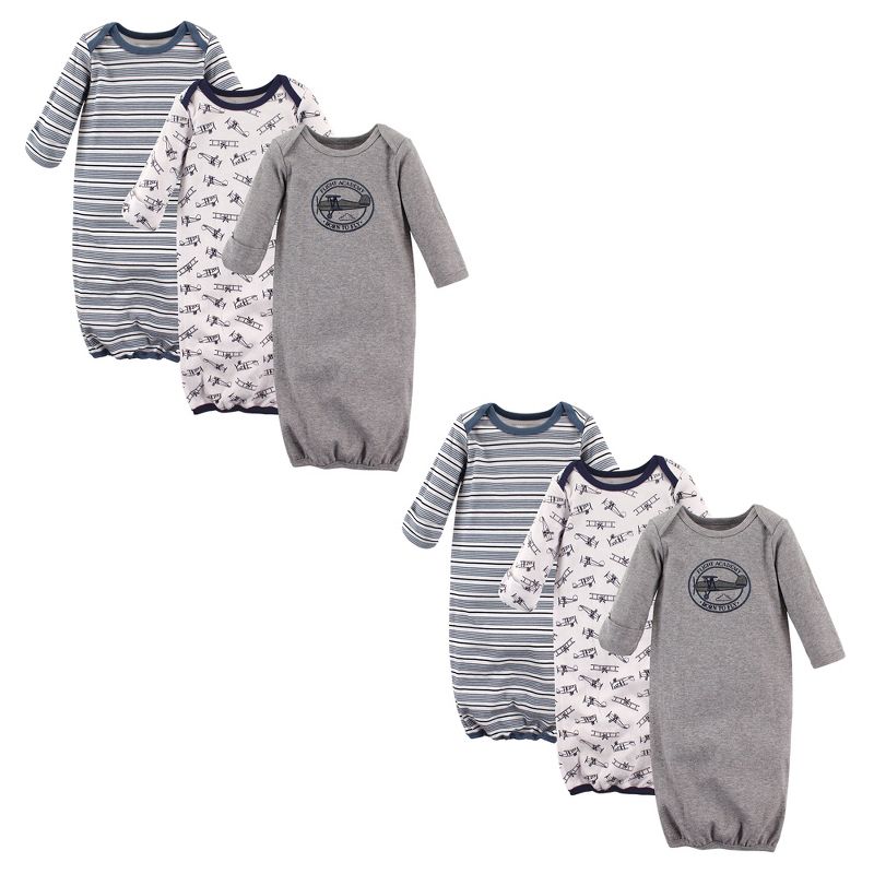 Hudson Baby Infant Boy Cotton Gowns, Aviation 6-Piece, 0-6 Months, 1 of 2