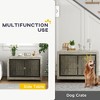 Skyzone 39" Large Dog Crate Furniture with Wheels & Interchangeable Door, Stylish Gray End Table for - 4 of 4