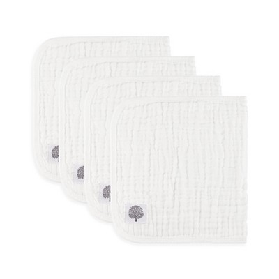 Image of Parker Baby 4 Pack Muslin Cotton Burp Cloths - White
