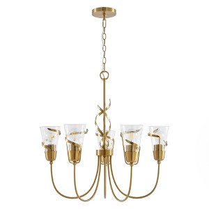 Parrot Uncle 26" Gold Modern 5-Light Chandeliers Height-adjustable - 1 of 3