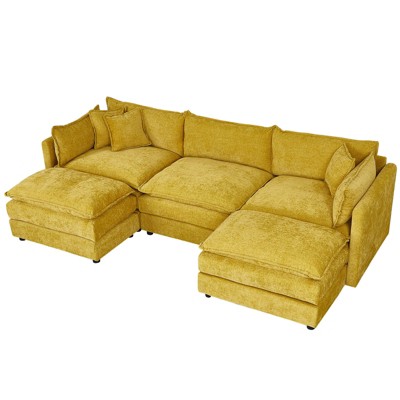 My Depot Sectional Sofa Cloud Couch with Removable Ottoman