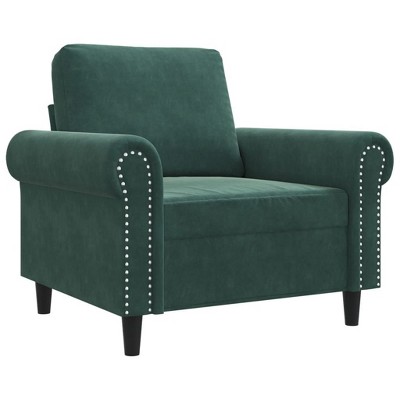 vidaXL Velvet Sofa Chair - Dark Green, Modern Design Single Seater, Comfortable, Sturdy Metal Frame, Dense Foam Filled, Easy Assembly Required