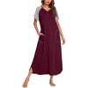 Ekouaer Long Nightgown Women's Loungewear Short Sleeve Sleepwear Full Length Sleep Shirt with Pockets - 3 of 4