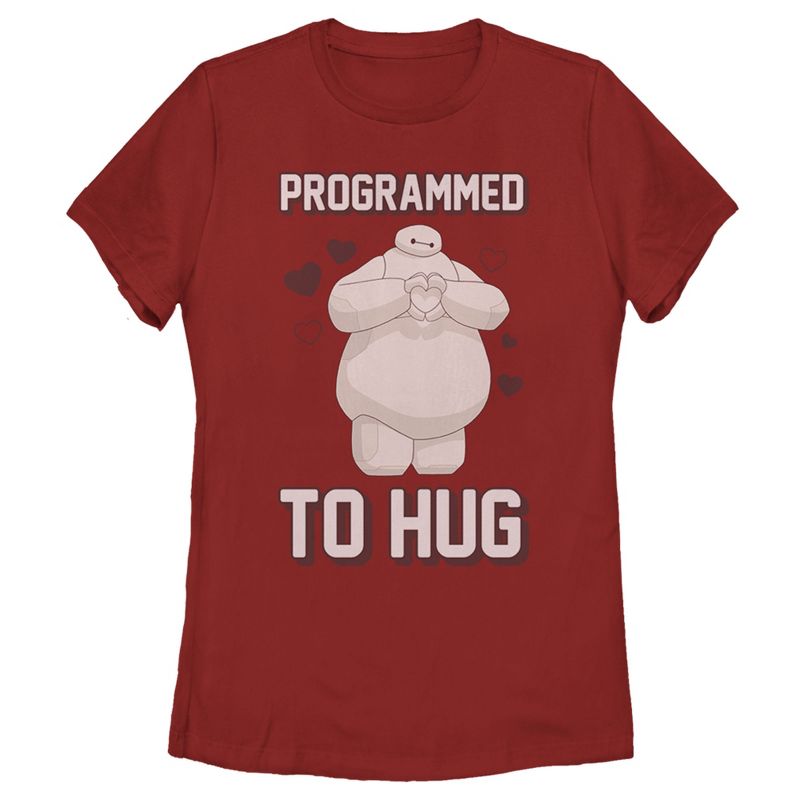 Women's Big Hero 6 Valentine Baymax Programmed to Hug T-Shirt, 1 of 5