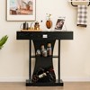 Costway T-Shaped Console Table  Behind Couch Table with Drawer Shelves & Dual Anti-Tipping Kits Modern Foyer Table Entryway Accent Table - 2 of 4