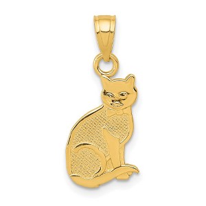 Black Bow Jewelry 14k Yellow Gold Reversible I Heart My Cat Pendant - 1 of 4