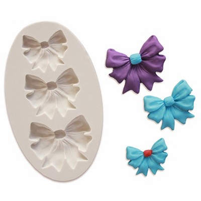 O'Creme Bows Silicone Fondant Mold - 2 x 3 - 3 cavities - White