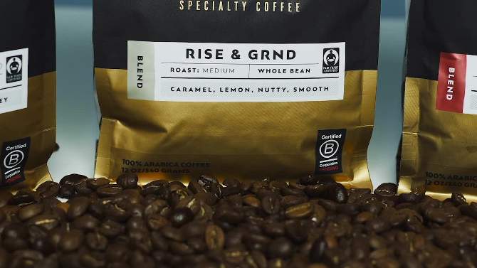 BLK &#38; Bold Rise &#38; GRND Blend, Medium Roast Ground Coffee - 10.5oz, 2 of 10, play video