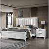 Vynxaria 1pc Contemporary/Modern 2-Drawer Storage Nightstand, White Textured Finish, Wooden Bedroom Furniture - 3 of 4